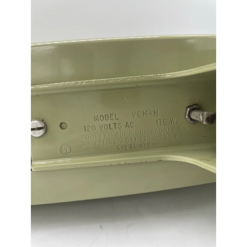 VTG Sunbeam Vista Mixmaster Mixer Stand/Hand VEM-M Green 2 Glasbake Bowls Manual